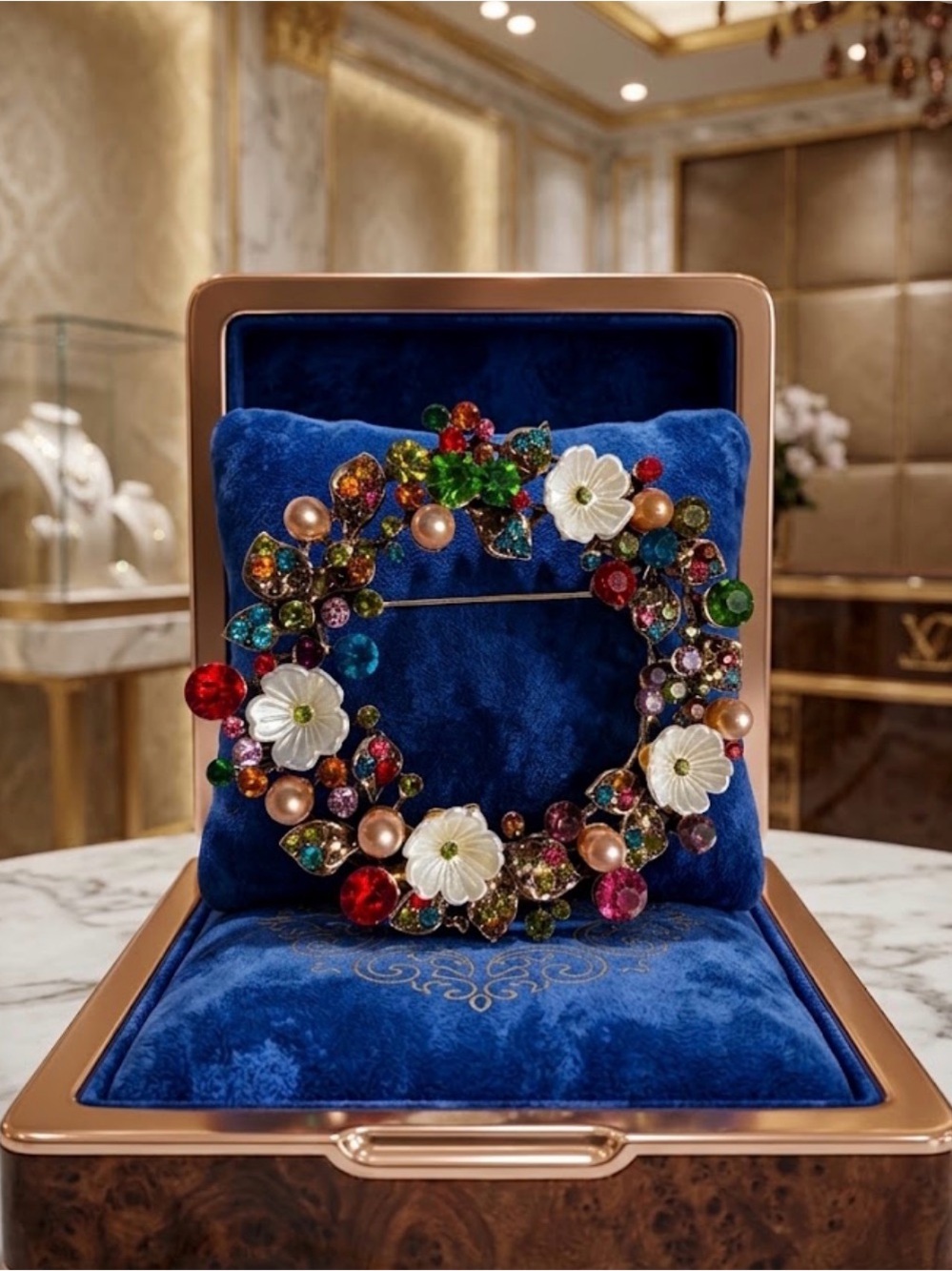 Luxe Crystal Floral Wreath Brooch Pin | Multi-Way Statement Pin NWOT